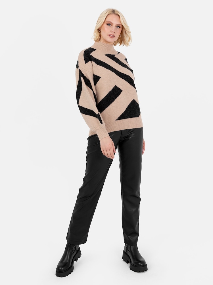Lovedrobe Geometric Jacquard High Neck Jumper - Image 1 of 6