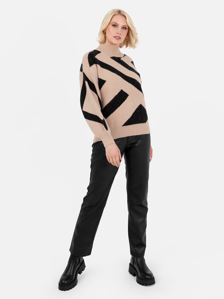 Lovedrobe Geometric Jacquard High Neck Jumper - Image 1 of 6 Lovedrobe Geometric Jacquard High Neck Jumper - Image 1 of 6