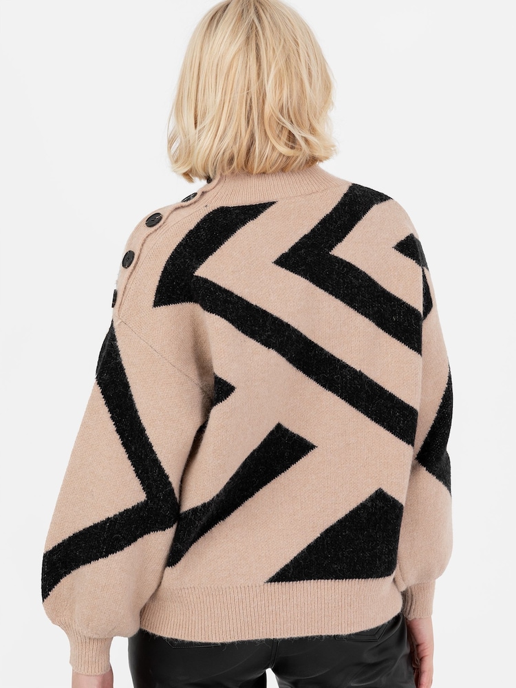 Lovedrobe Geometric Jacquard High Neck Jumper - Image 2 of 6