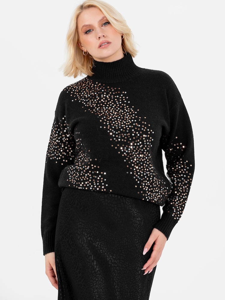 Lovedrobe Paillettenverzierter schwarzer Pullover - Bild 6 von 6