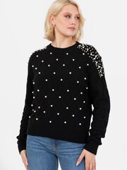 Lovedrobe Pearl Embellished Cable Knit Jumper - Image 4 of 4