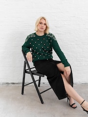 Lovedrobe Pearl Embellished Cable Knit Jumper - Image 4 of 6