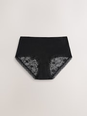 Black / White / Grey Marl Midi Full Brief Modal Ultimate Comfort Lace Knickers 4 Pack - Image 3 of 7