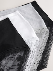 Black / White / Grey Marl Midi Full Brief Modal Ultimate Comfort Lace Knickers 4 Pack - Image 6 of 7