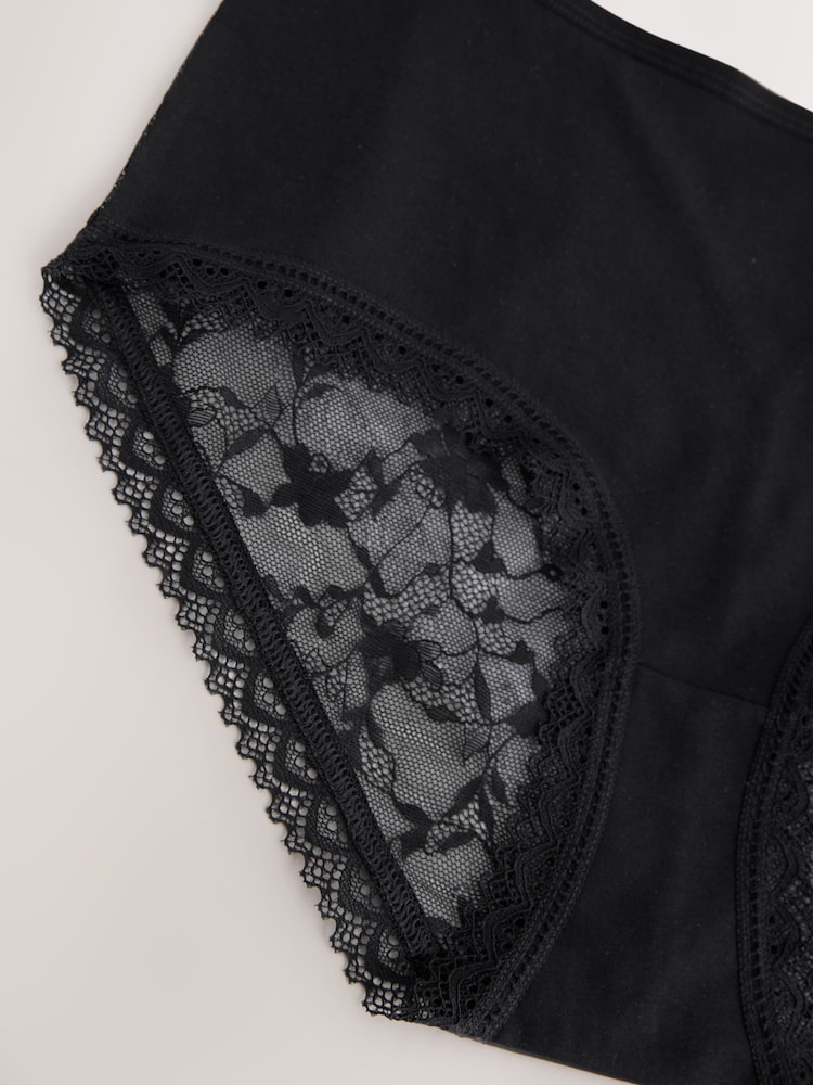 Black / White / Grey Marl Midi Full Brief Modal Ultimate Comfort Lace Knickers 4 Pack - Image 7 of 7
