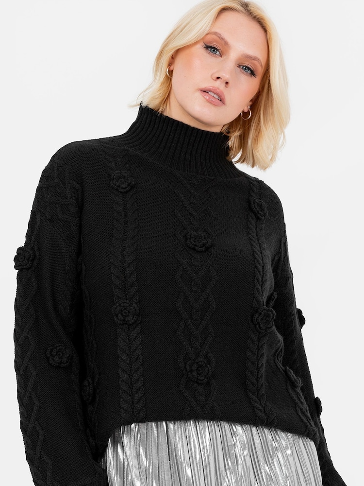Lovedrobe Floral Applique Black Jumper - Image 1 of 5