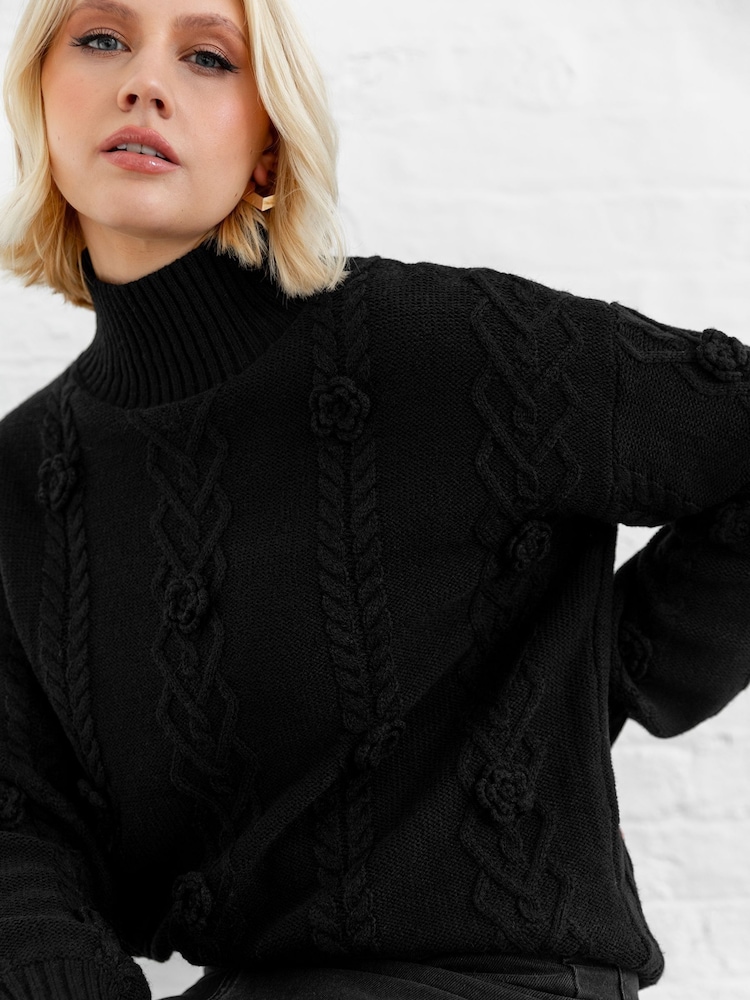 Lovedrobe Floral Applique Black Jumper - Image 5 of 5
