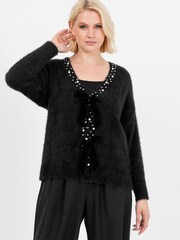 Lovedrobe Pearl Trim Cardigan With Velvet Bows - Image 4 of 6