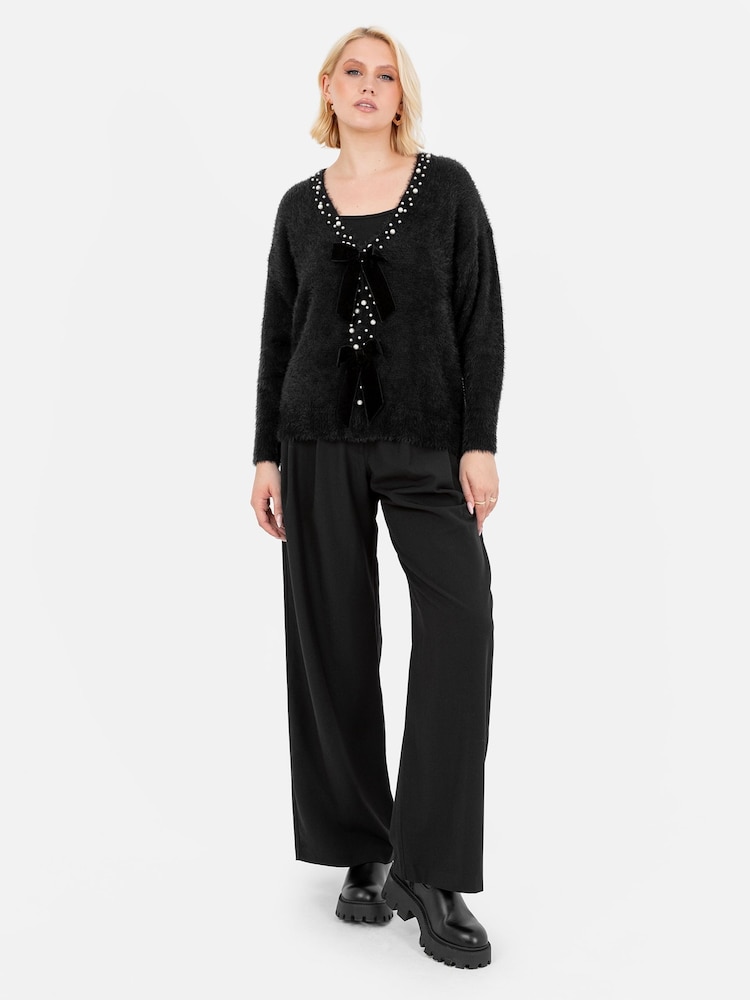 Lovedrobe Pearl Trim Cardigan With Velvet Bows - Image 6 of 6