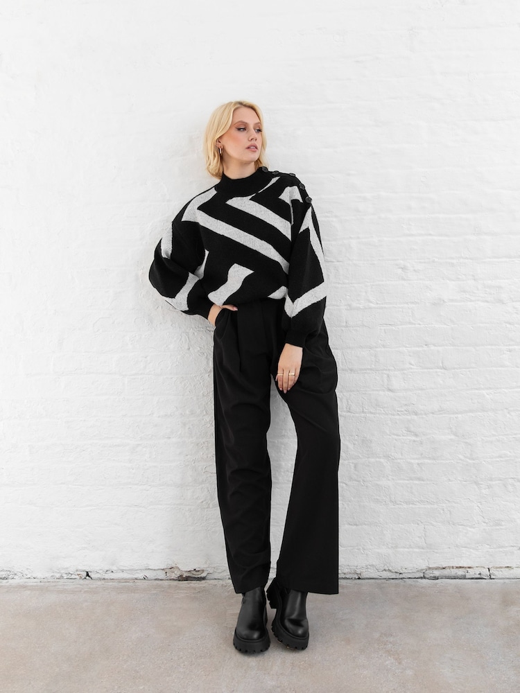 Lovedrobe Geometric Jacquard High Neck Jumper - Image 2 of 7