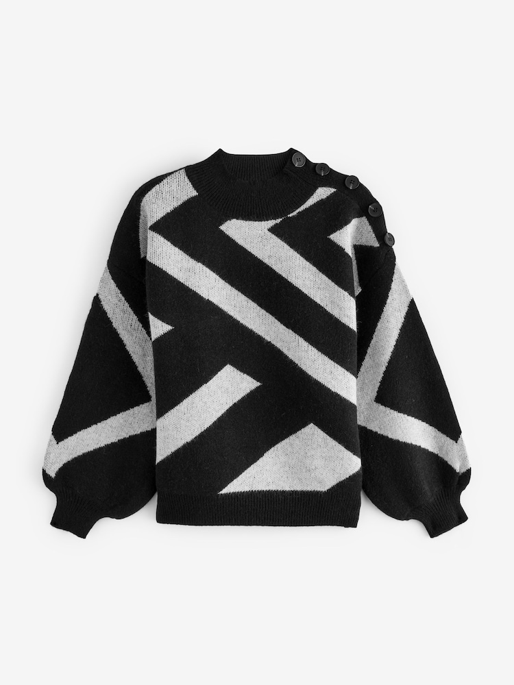 Lovedrobe Geometric Jacquard High Neck Jumper - Image 7 of 7