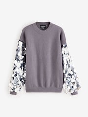 Lovedrobe Grey Disc Sequin Sleeve Detail Jumper - Image 5 of 5