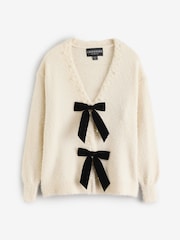 Lovedrobe Pearl Trim Cardigan With Velvet Bows - Image 7 of 7