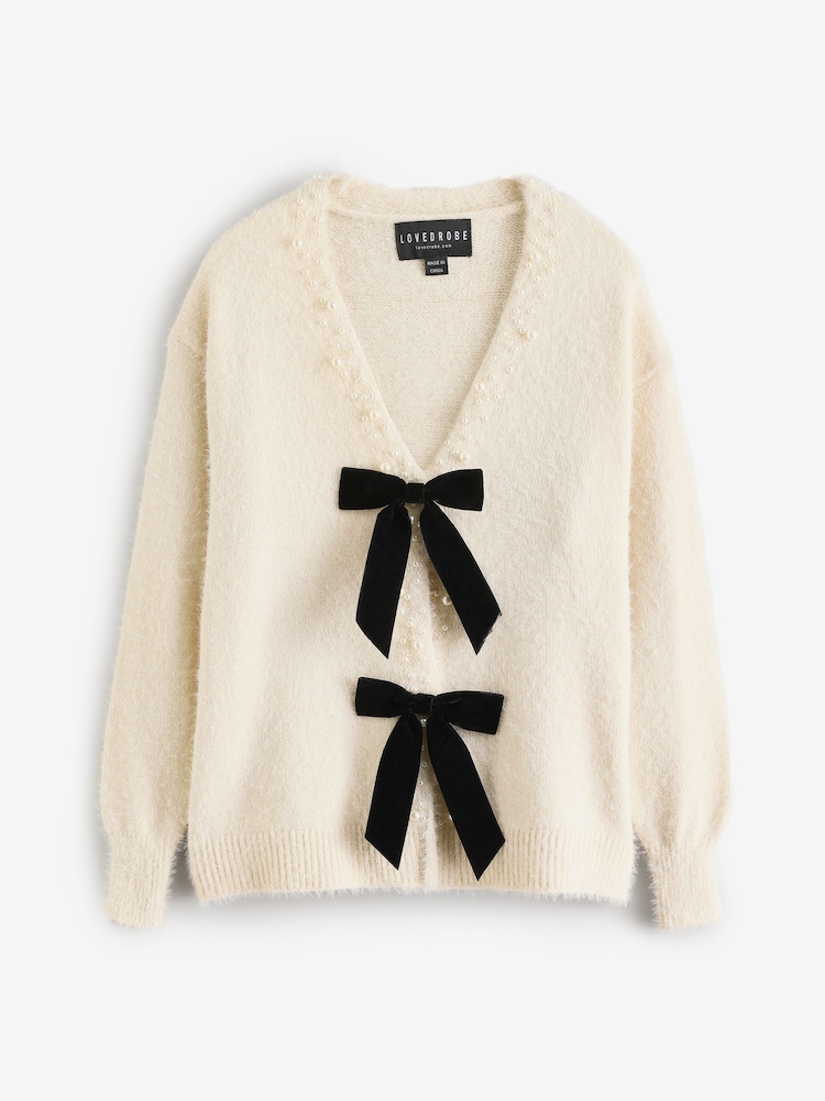 Lovedrobe Pearl Trim Cardigan With Velvet Bows - Image 7 of 7