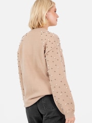 Lovedrobe Pearl Embellished Long Length Cable Knit Jumper - Image 3 of 6