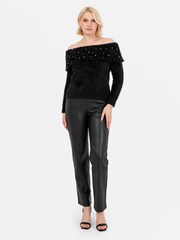 Lovedrobe Pearl Detail Bardot Jumper Dress - Image 1 of 6