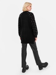 Lovedrobe Pearl Embellished Long Length Cable Knit Jumper - Image 5 of 6