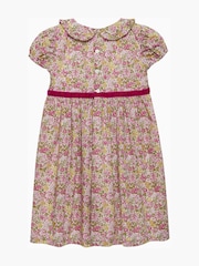 Trotters London Pink Liberty Print Penny 100% Cotton Floral Bow Dress - Image 2 of 3