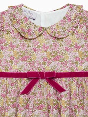 Trotters London Pink Liberty Print Penny 100% Cotton Floral Bow Dress - Image 3 of 3