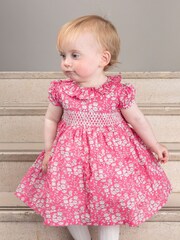 Trotters London Pink Little Liberty Print Capel Floral Smocked Party Dress - Image 1 of 4