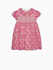 Trotters London Pink Little Liberty Print Capel Floral Smocked Party Dress - Image 2 of 4