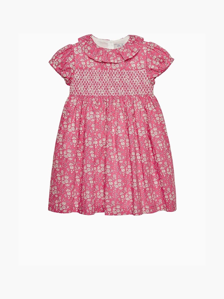 Trotters London Pink Little Liberty Print Capel Floral Smocked Party Dress - Image 2 of 4