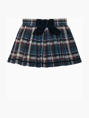 Trotters London Blue Tartan Bow 100% Cotton Skirt - Image 1 of 3