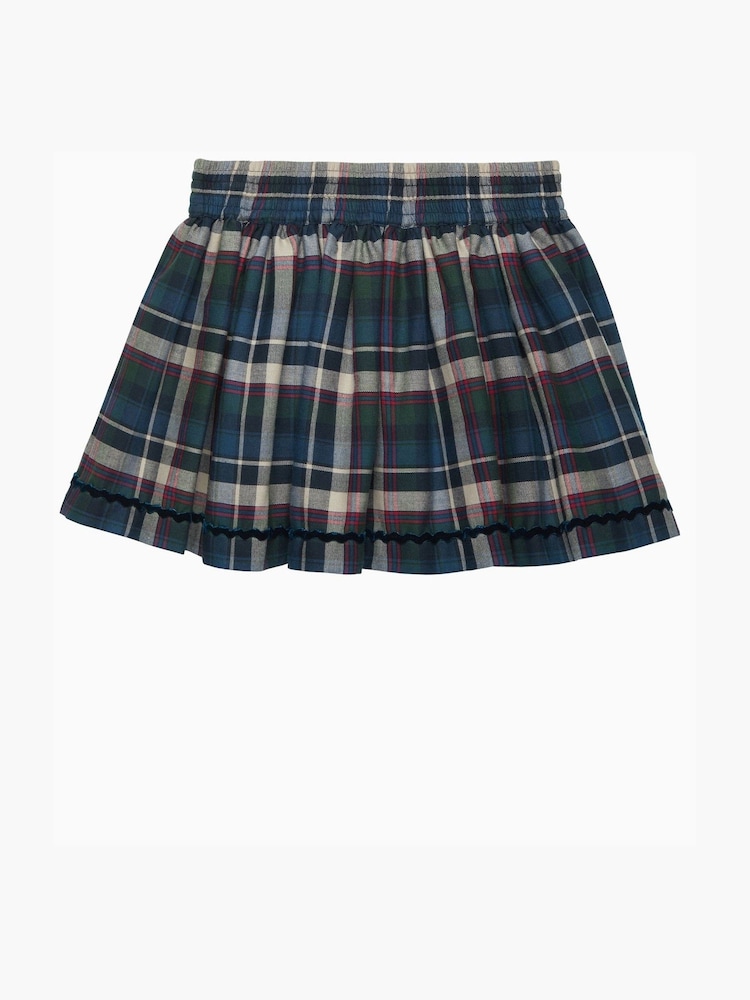 Trotters London Blue Tartan Bow 100% Cotton Skirt - Image 2 of 3
