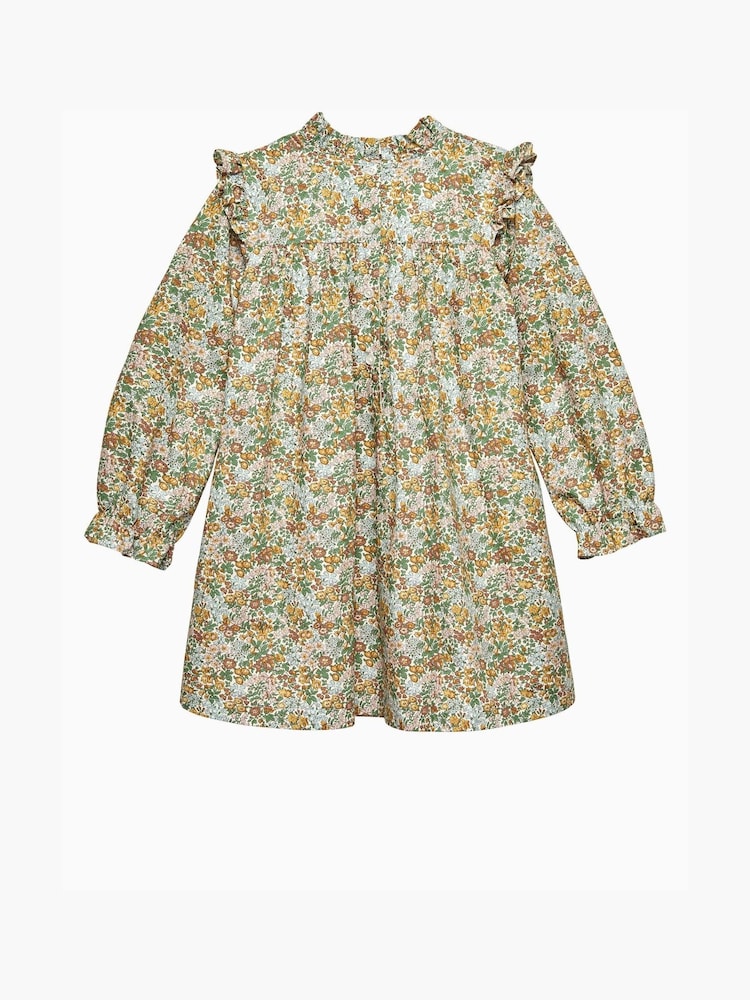 Trotters London Blue Liberty Print Pippa Floral Ruffle Dress - Image 2 of 3 Trotters London Blue Liberty Print Pippa Floral Ruffle Dress - Image 2 of 3