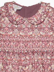 Trotters London Red Liberty Print Strawberry Thief Smocked 100% Cotton Dress - Image 6 of 6
