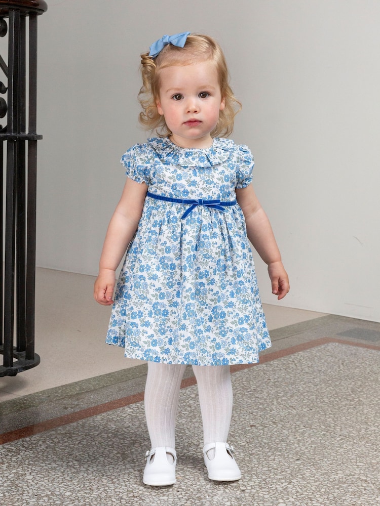 Trotters London Blue Little Liberty Print 100% Cotton Floret Willow Dress - Image 1 of 4