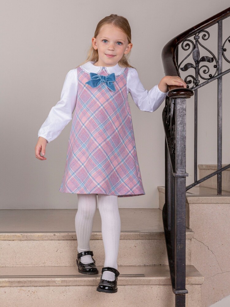 Trotters London Pink Penelope Checked Pinafore - Image 2 of 5