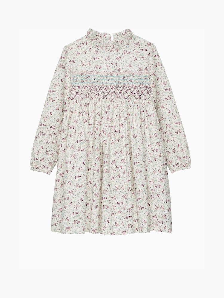 Trotters London Pink Edie Floral Frill Collar Dress - Image 1 of 3