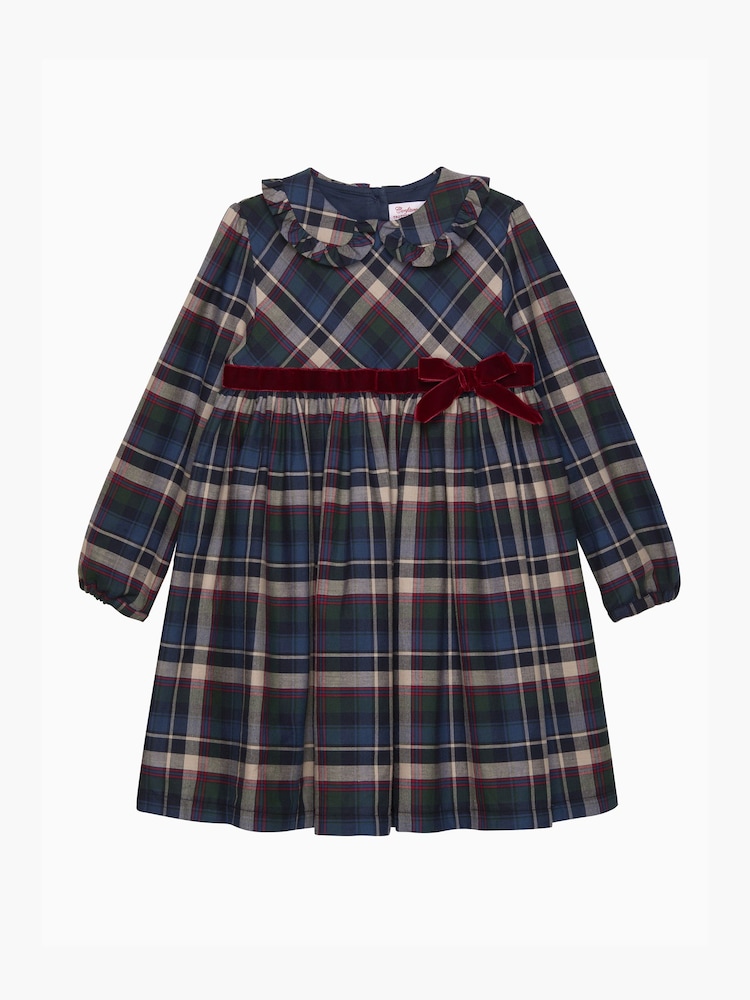 Trotters London Blue Bonnie Tartan Cotton Dress - Image 1 of 3