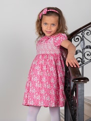 Trotters London Pink Liberty Print Capel Floral Smocked Party Dress - Bild 1 von 4