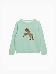 Trotters London Sea Green Galloping Freya Horse Jumper - Image 1 of 4
