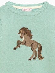 Trotters London Sea Green Galloping Freya Horse Jumper - Image 3 of 4