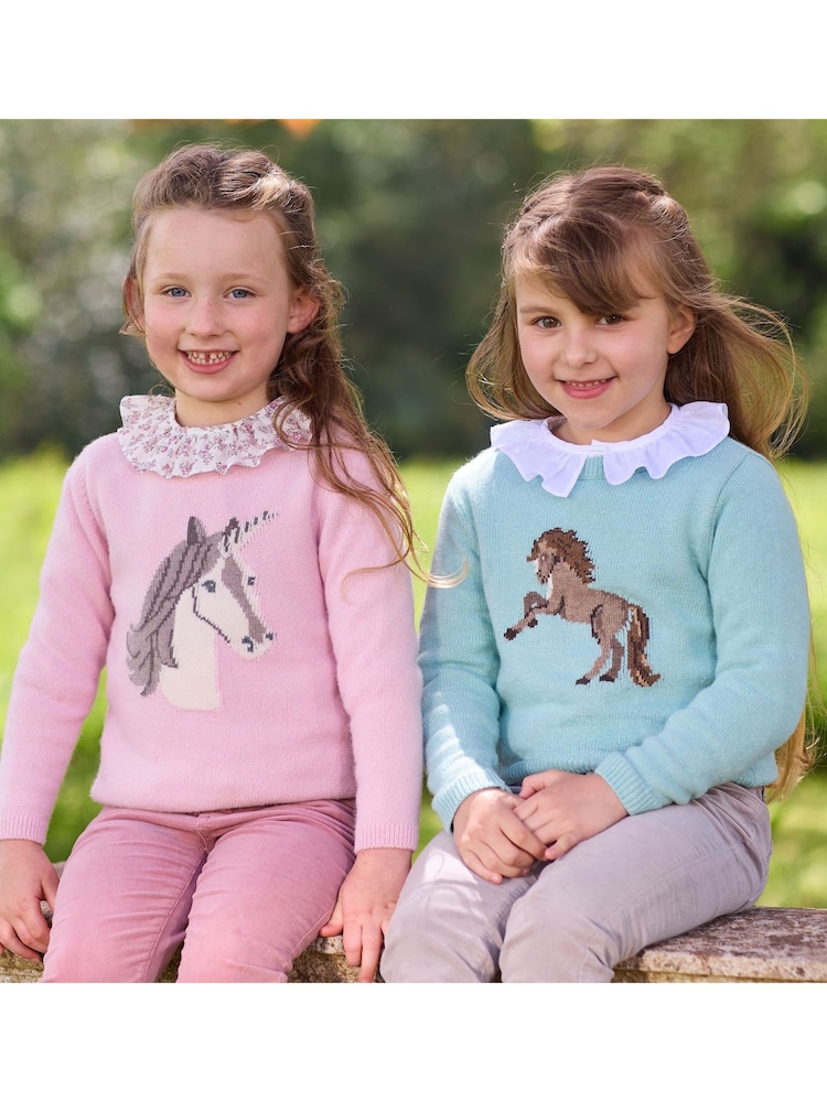 Trotters London Sea Green Galloping Freya Horse Jumper - Image 4 of 4