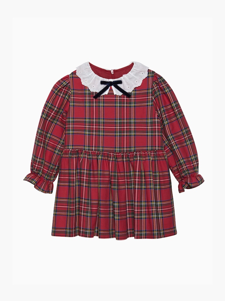 Trotters London Little Red Tabitha Willow Tartan 100% Cotton Dress - Image 1 of 3