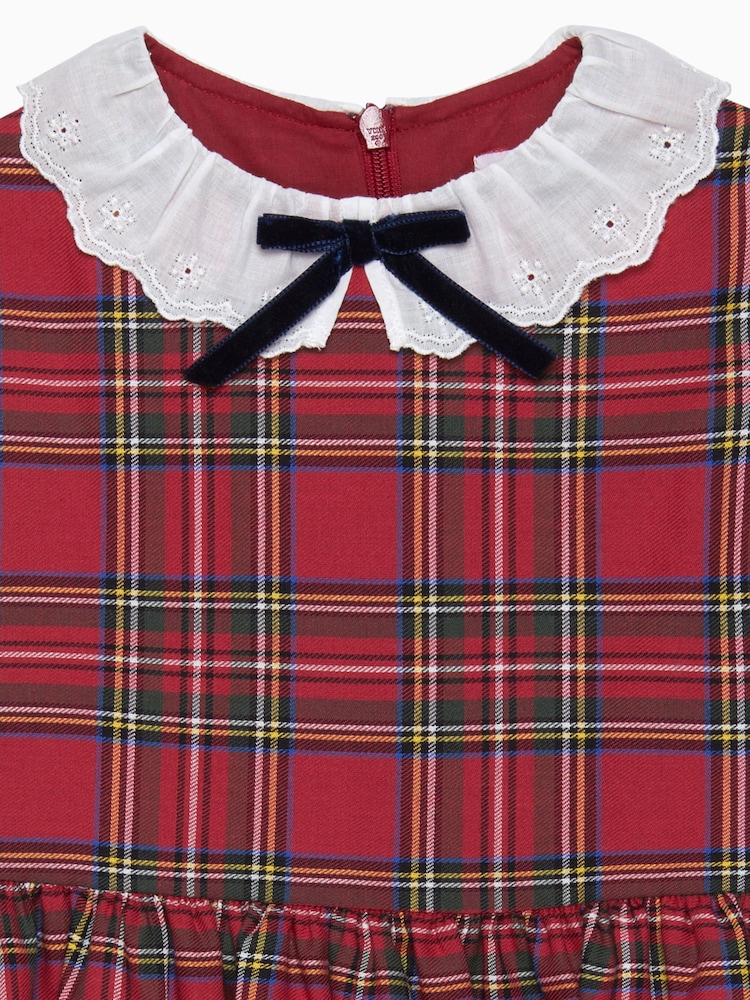 Trotters London Little Red Tabitha Willow Tartan 100% Cotton Dress - Image 3 of 3