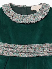 Trotters London Green Liberty Print Christmas Ragged Robin Velvet Party Dress - Image 3 of 3