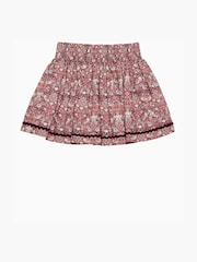 Trotters London Red Liberty Print Plum Strawberry Thief Ric Rac 100% Cotton Skirt - Image 2 of 3