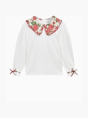 Trotters London Red Liberty Print Carline Rose Pie Crust Jersey Blouse - Image 1 of 3