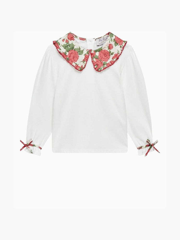 Trotters London Red Liberty Print Carline Rose Pie Crust Jersey Blouse - Image 1 of 3