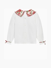 Trotters London Red Liberty Print Carline Rose Pie Crust Jersey Blouse - Image 2 of 3
