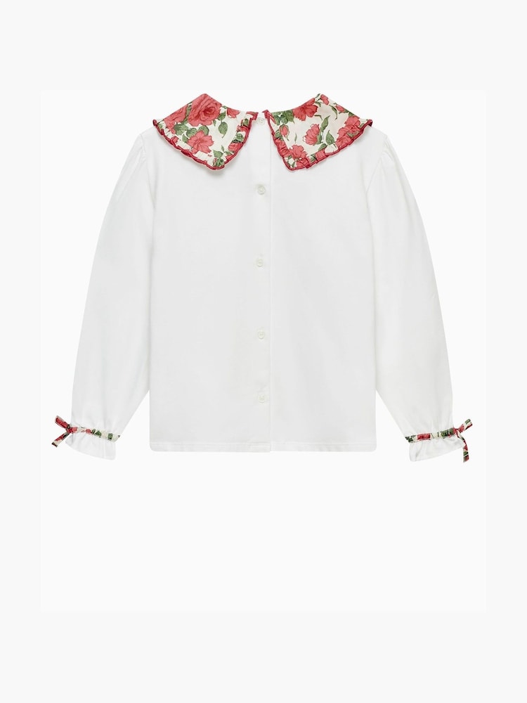 Trotters London Red Liberty Print Carline Rose Pie Crust Jersey Blouse - Image 2 of 3