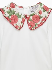 Trotters London Red Liberty Print Carline Rose Pie Crust Jersey Blouse - Image 3 of 3