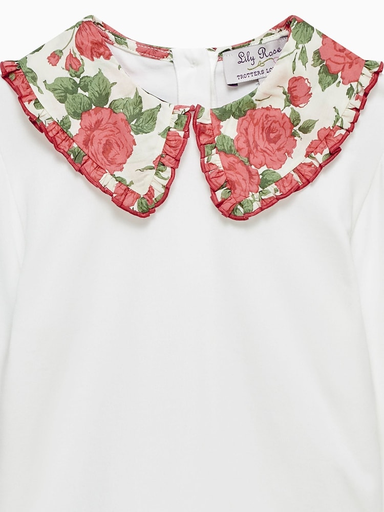 Trotters London Red Liberty Print Carline Rose Pie Crust Jersey Blouse - Image 3 of 3