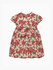 Trotters London Red Liberty Print Carline Rose Smocked Party Dress - Image 2 of 3