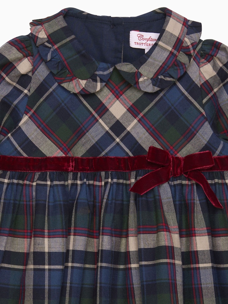 Trotters London Blue Little Bonnie Tartan 100% Cotton Dress - Image 3 of 3